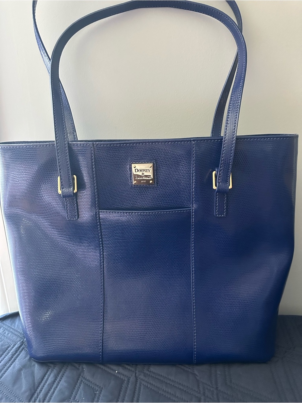 Dooney & Bourke Royal Blue Leather Tote with Gold Hardware